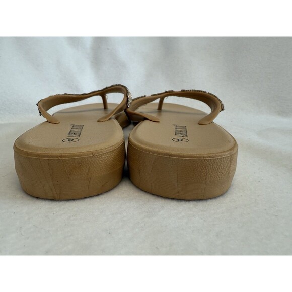 ASHLEY BLUE Crystal Western Beaded Beige Jellies Flip Flops Size 8 - Picture 9 of 11